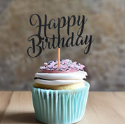 Custom Glitter Happy Birthday Cupcake Topper