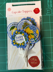 Italian Lemon Cupcake Toppers – Mediterranean Party Picks – Set of 4 | Premium Cardstock
