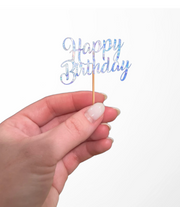 Custom Holographic Happy Birthday Cupcake Topper