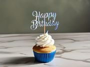 Custom Holographic Happy Birthday Cupcake Topper