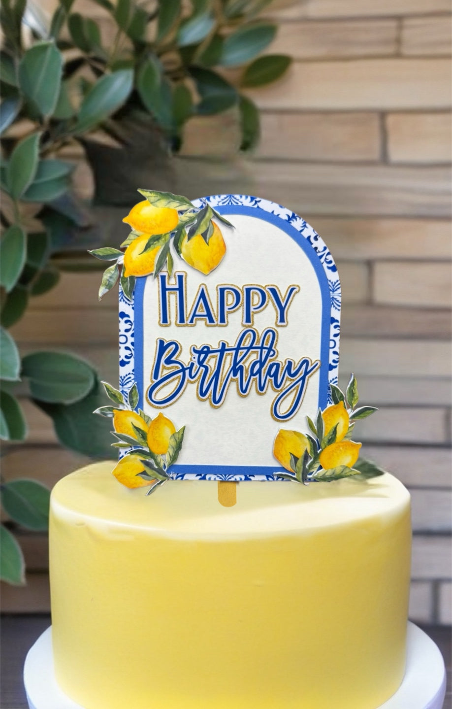 Italian Lemon-Themed “Happy Birthday” Cake Topper – | Mediterranean Party Decor | Premium Cardstock