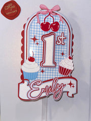 Custom Cherry Birthday Cake Topper – Any Name & Age – Personalized