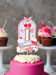 Custom Cherry Birthday Cake Topper – Any Name & Age – Personalized