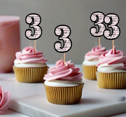 Number Cupcake Topper in Baby Themed Print