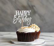 Custom Glitter Happy Birthday Cupcake Topper