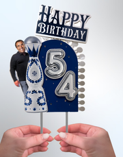 Personalized Birthday Cake Topper - Blue & Silver Tequila Theme