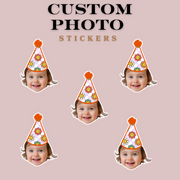 Floral (daisy’s/ sunflowers) Custom Photo Party Hat Sticker