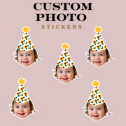 Floral (daisy’s/ sunflowers) Custom Photo Party Hat Sticker