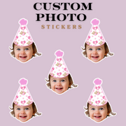 Baby Themed Custom Photo Party Hat Sticker