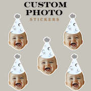 Baby Themed Custom Photo Party Hat Sticker