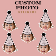 Baby Themed Custom Photo Party Hat Sticker