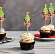 Custom Photo Adult Themed Party Hat Cupcake Toppers