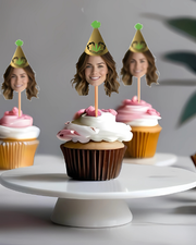 Custom Photo Adult Themed Party Hat Cupcake Toppers