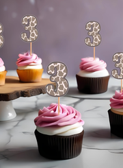 Number Cupcake Toppers in Animal Print