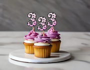Number Cupcake Toppers in Animal Print