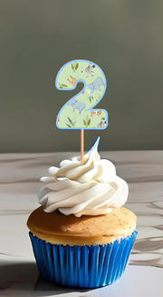 Number Cupcake Toppers in Animal Print