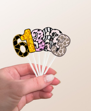 Number Cake Toppers in Animal Print