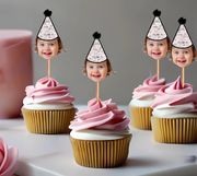 Custom Photo Baby Themed Party Hat Cupcake Toppers