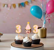 Custom Photo Baby Themed Party Hat Cupcake Toppers