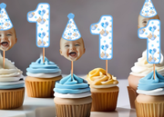 Custom Photo Baby Themed Party Hat Cupcake Toppers