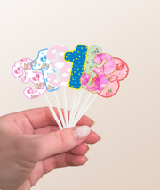 Number Cake Topper in Baby Themed Print