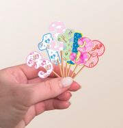 Number Cupcake Topper in Baby Themed Print