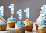 Number Cupcake Topper in Baby Themed Print