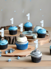 Number Cupcake Topper in Baby Themed Print