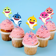Baby Shark Themed Cupcake Toppers set of 15