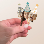 Boho Print, Paisley, Rainbows Themed Custom Photo Themed Party Hat Cupcake Toppers