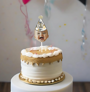 Boho Print, Paisley, Rainbows Themed Custom Photo Themed Party Hat Cake Toppers