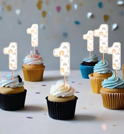 Number Cupcake Topper in Boho Print, Paisley, Rainbows