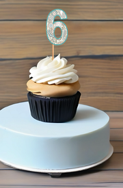 Number Cupcake Topper in Boho Print, Paisley, Rainbows