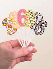 Number Cake Toppers in Floral Print