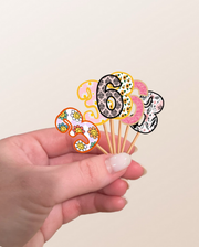 Number Cupcake Topper in Floral Prints
