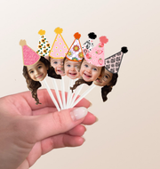 Floral (Daisy’s / Sunflowers) Custom Photo Themed Party Hat Cake Toppers