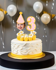 Floral (Daisy’s / Sunflowers) Custom Photo Themed Party Hat Cake Toppers