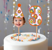Floral (Daisy’s / Sunflowers) Custom Photo Themed Party Hat Cake Toppers