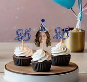 Marble, Galaxy, Abstract Print Custom Photo Themed Party Hat Cupcake Toppers