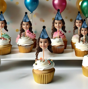 Marble, Galaxy, Abstract Print Custom Photo Themed Party Hat Cupcake Toppers