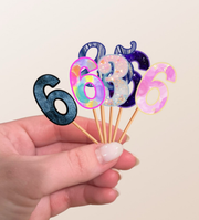 Number Cupcake Topper in Marble, Galaxy, Abstract Prints