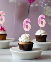 Number Cupcake Topper in Marble, Galaxy, Abstract Prints