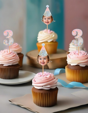 Number Cupcake Topper in Marble, Galaxy, Abstract Prints