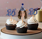 Number Cupcake Topper in Marble, Galaxy, Abstract Prints