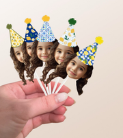 Lemon Pattern Themed Custom Photo Themed Party Hat Cake Toppers