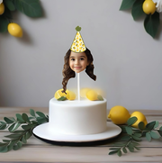 Lemon Pattern Themed Custom Photo Themed Party Hat Cake Toppers