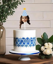 Lemon Pattern Themed Custom Photo Themed Party Hat Cake Toppers