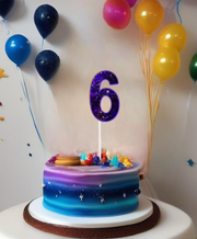 Number Cake Topper in Marble, Galaxy, Abstract Prints