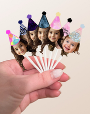 Marble, Galaxy, Abstract Print Party Hat Topper Options Custom Photo Themed Party Hat Cake Toppers