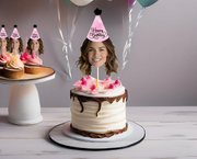 Marble, Galaxy, Abstract Print Party Hat Topper Options Custom Photo Themed Party Hat Cake Toppers